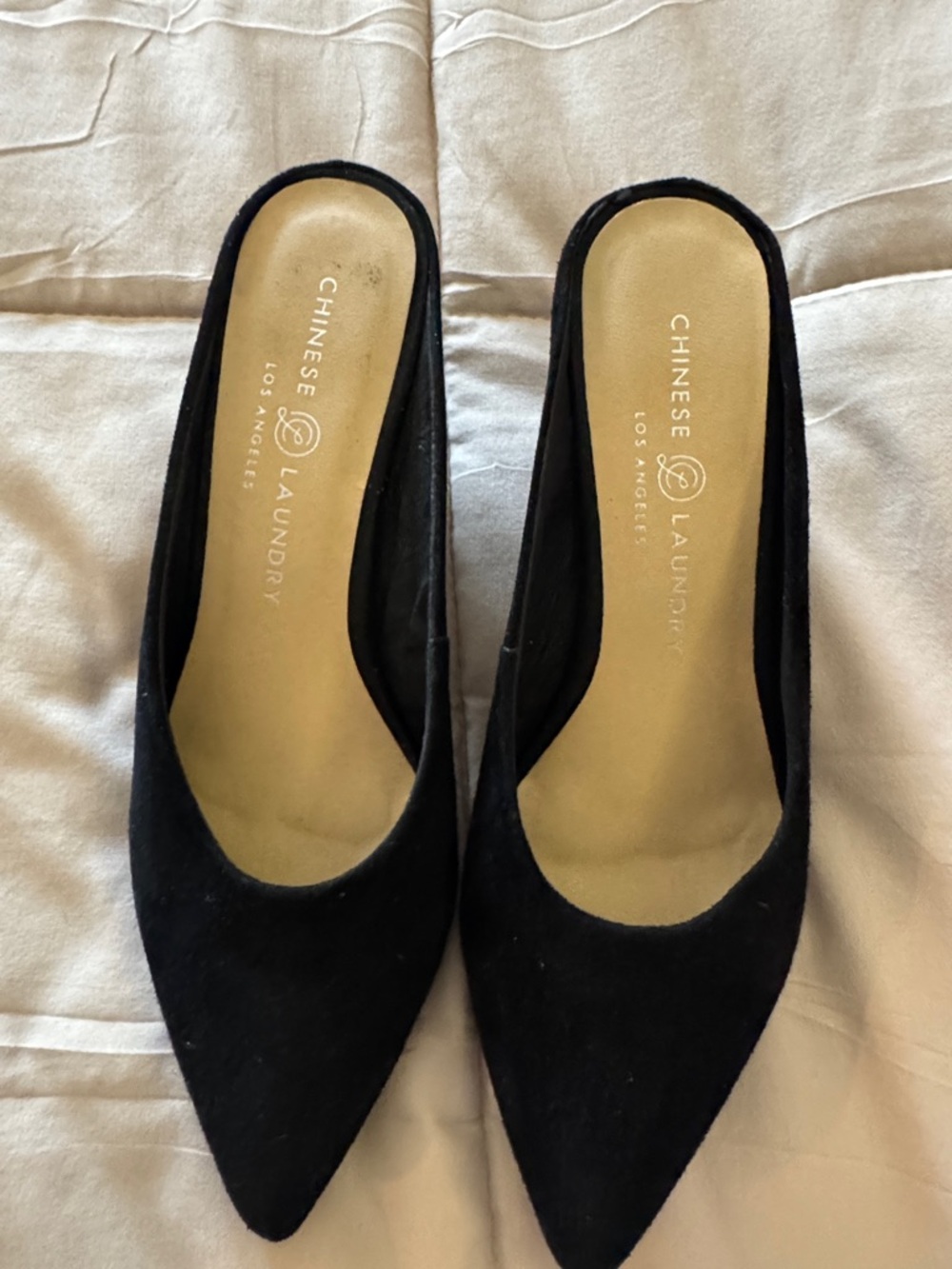 Chinese Laundry Black Pointed Toe Mules